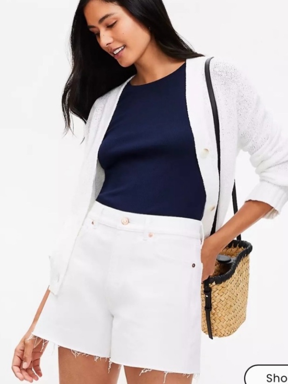 New! LOFT The Cut Off Shorts High-Rise White Size 18/34 NWT